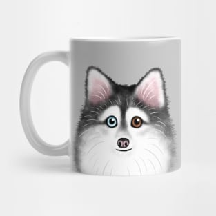 Grey and White Pomsky Mug